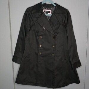 Pink Tartan Sophia Pleated Trench Coat in Black size XS/0 $595 NWT